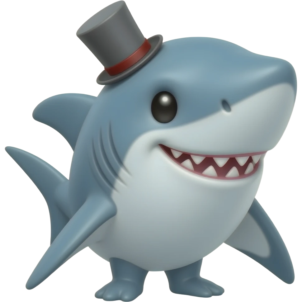 Shark with a top hat emoji