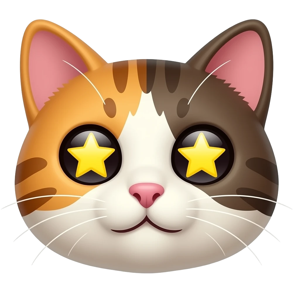 Has un emoji que sea un gato 😺 así y en los ojos ponle una estrella amarilla pero que sea este emoji😺 fusionado con este🤩 emoji