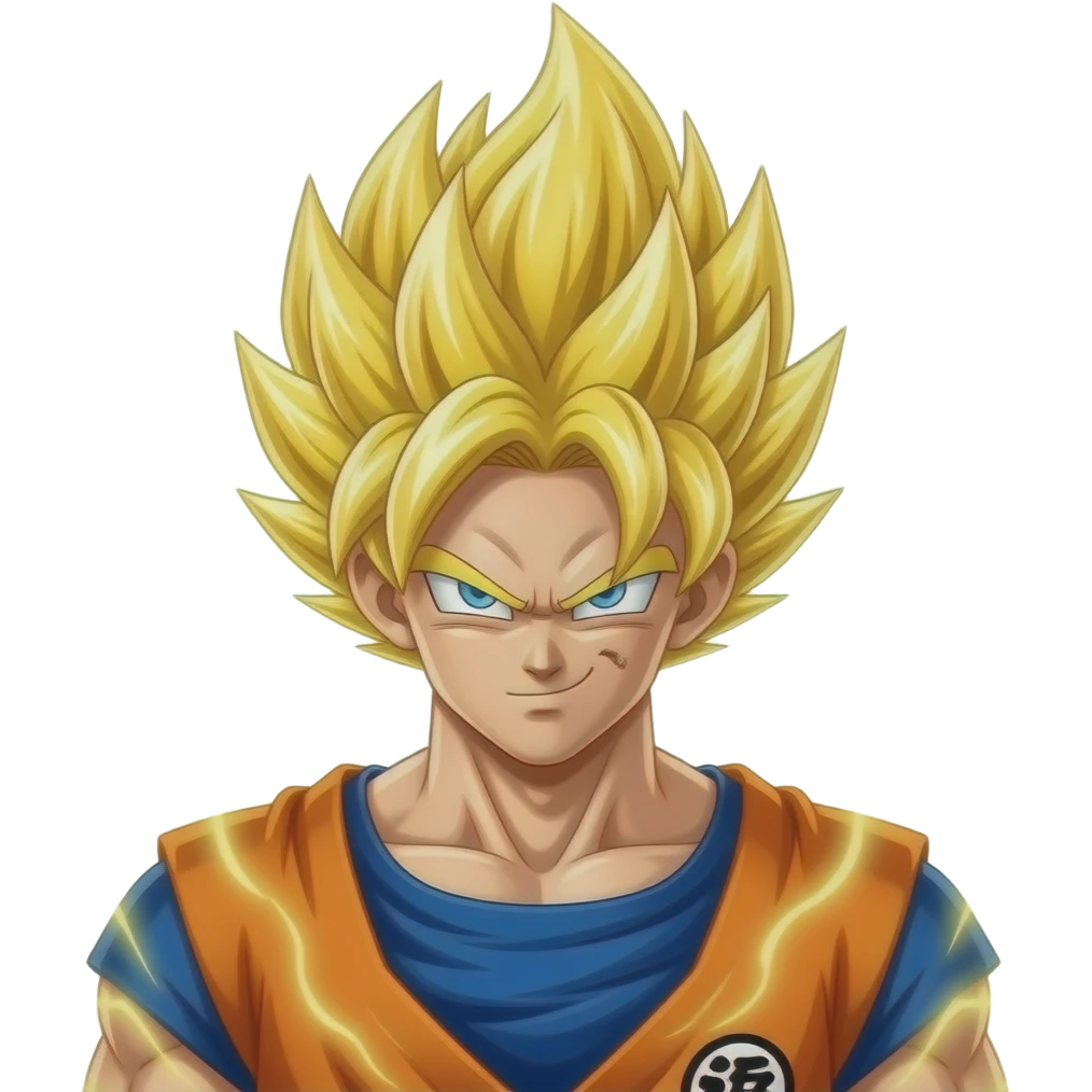 Goku ultra instinto no dominado con un poco de aura en el pelo emoji
