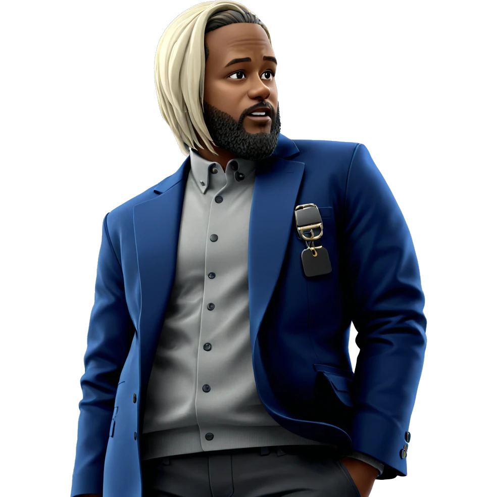 stylish male in blue jacket emoji