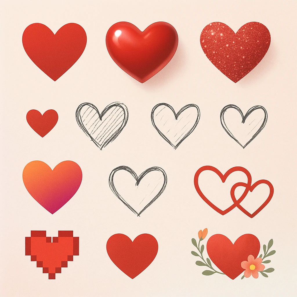 show more heart style emoji