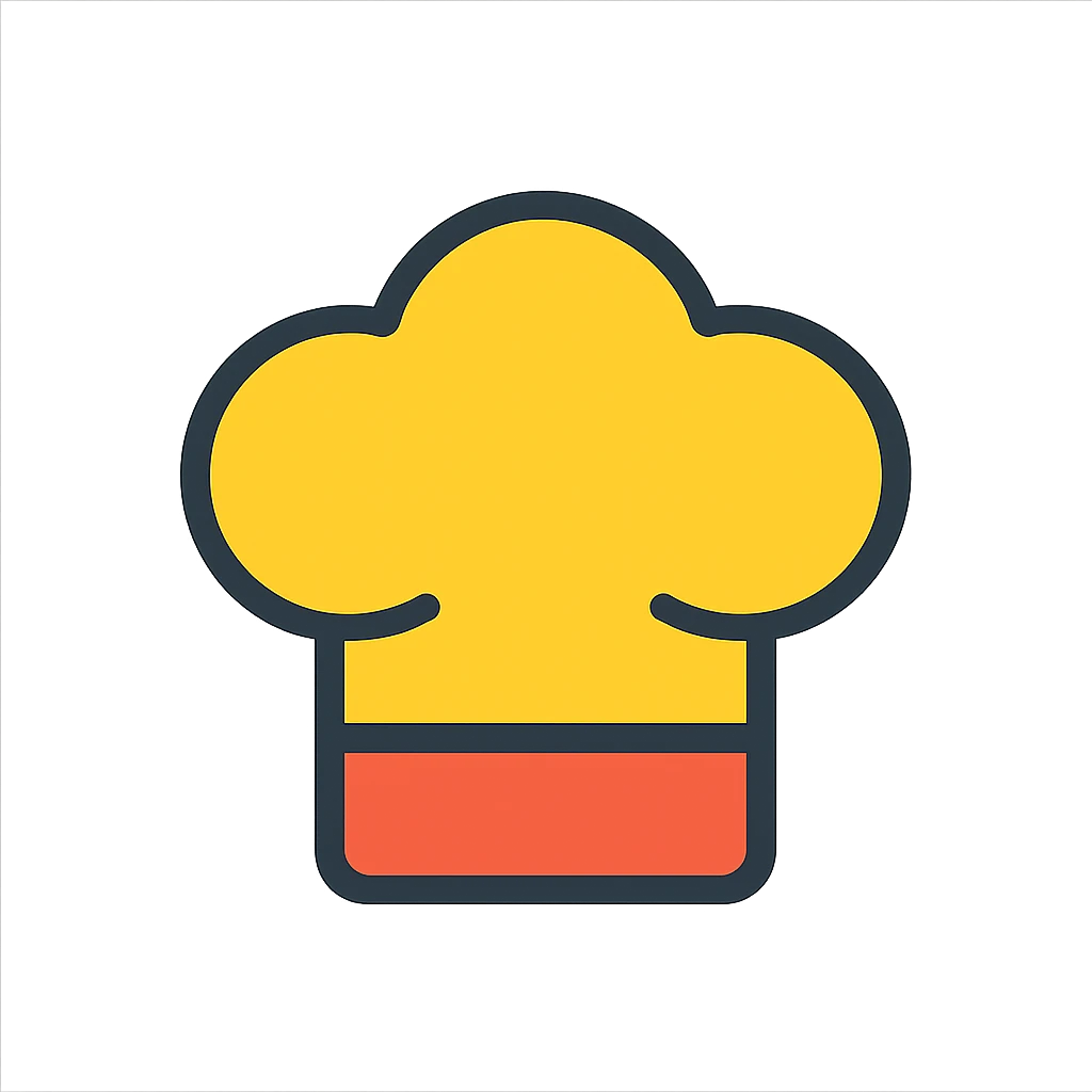 a chief's hat, detailed and recognizable, modern icon style, colorful, clean lines emoji