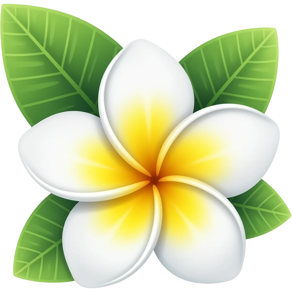 Frangipani flower with leaves emoji