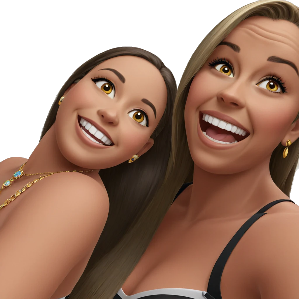 smiling girls with jewelry emoji