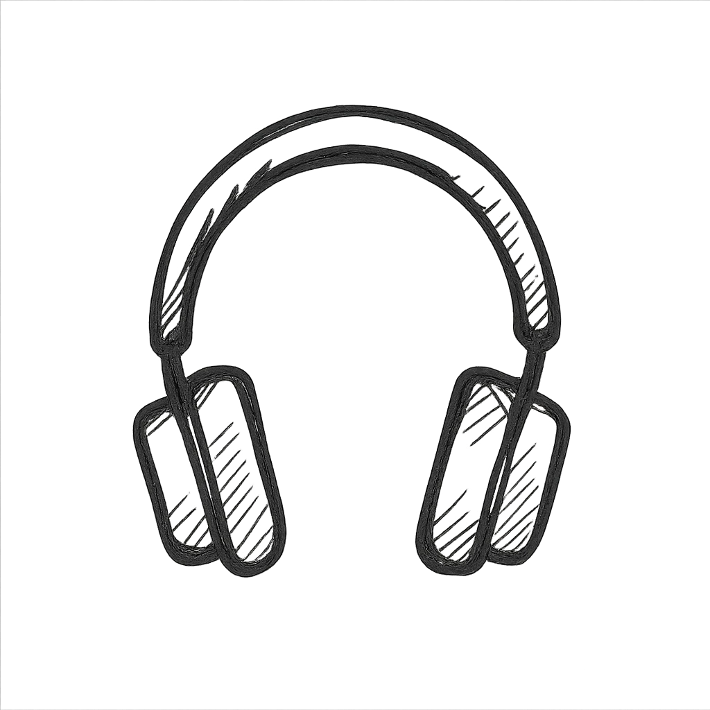 headphones, minimal black outline icon, no fill, clean and modern emoji