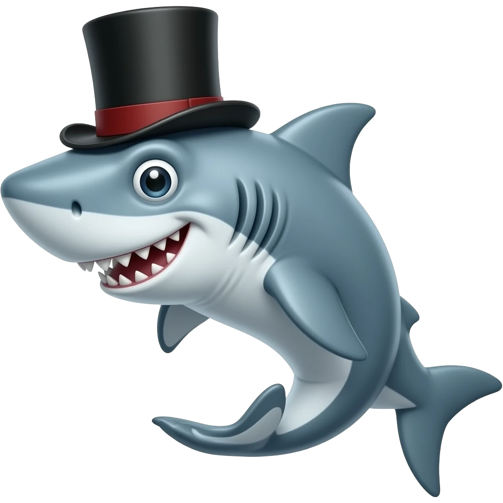 Shark with a top hat emoji
