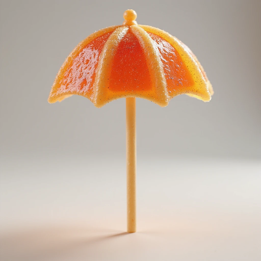 realistic dalgona candy with umbrella shape, photorealistic style emoji