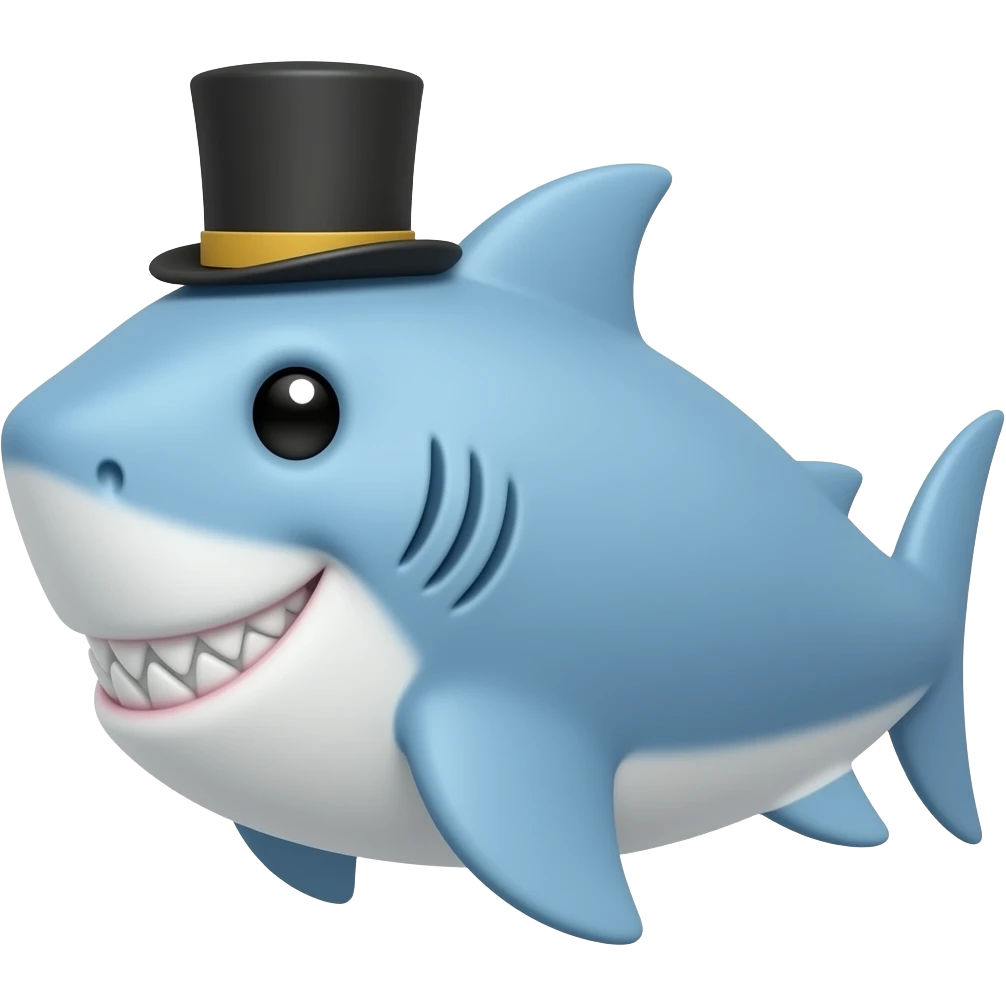 Shark with a top hat emoji