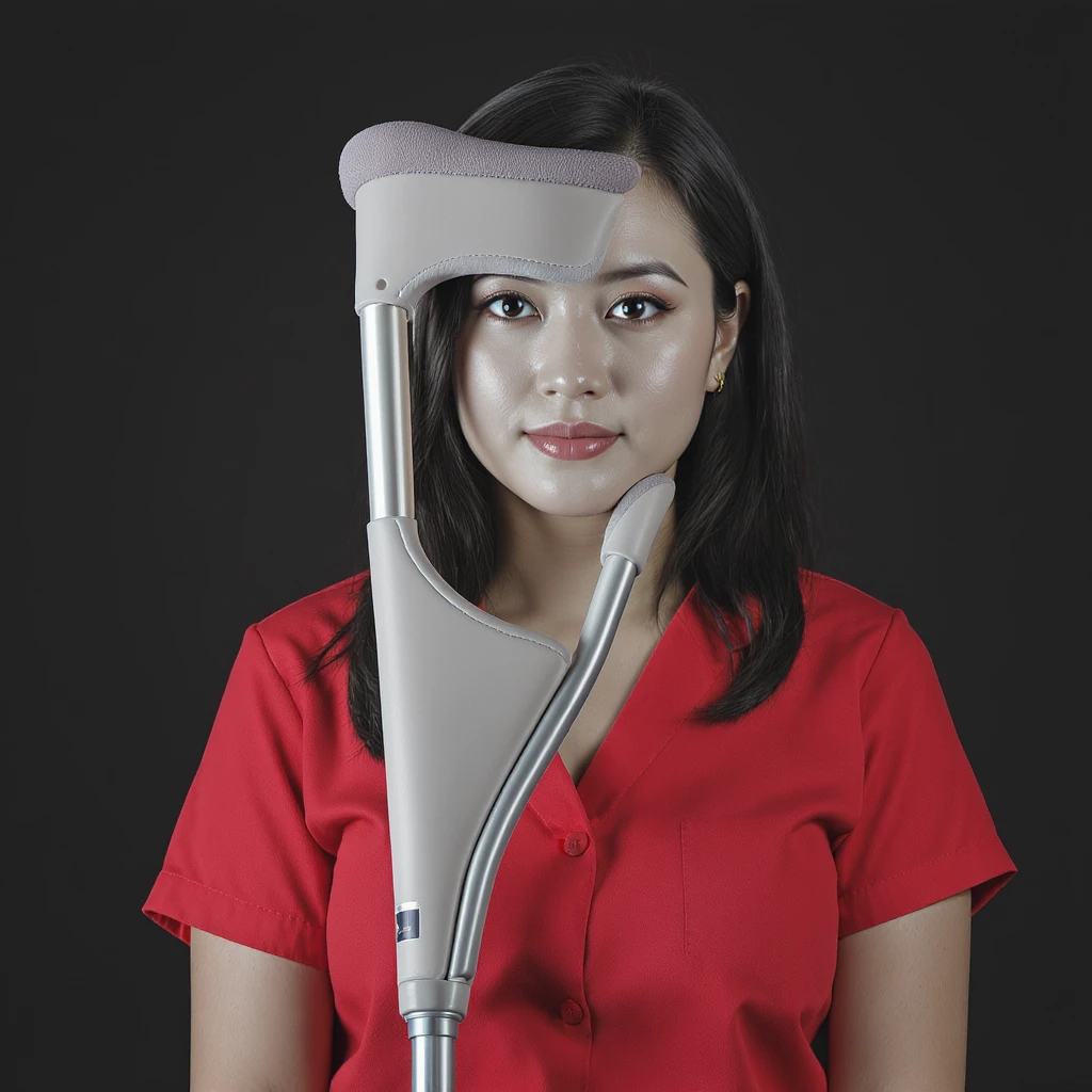 a forearm crutch, realistic medical device, neutral color, isolated, no background emoji