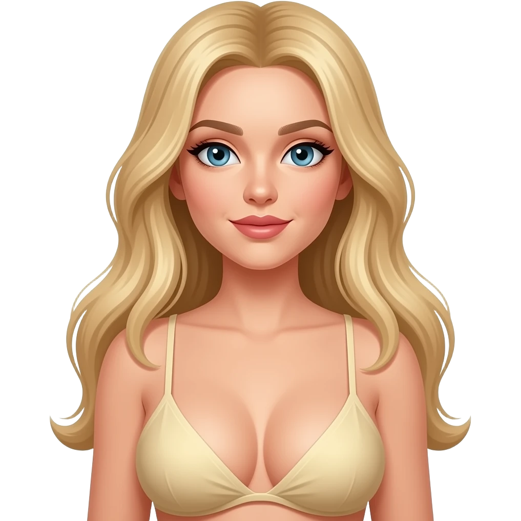 upuzun saçlı büyük açık göğüslü sarışın kadın emojisi emoji