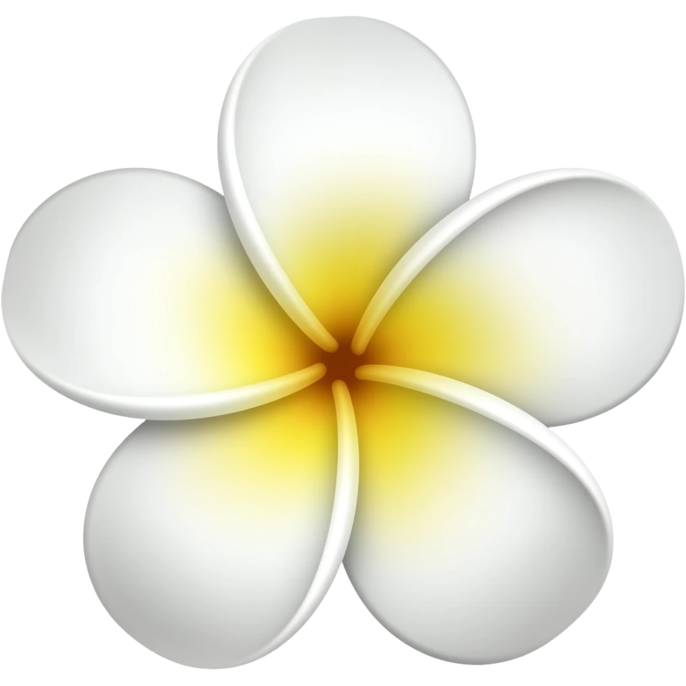 Plumeria flower with five white petals and yellow centre emoji