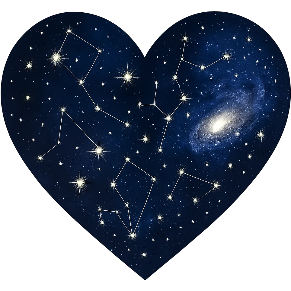 heart with an astronomy and stars theme emoji