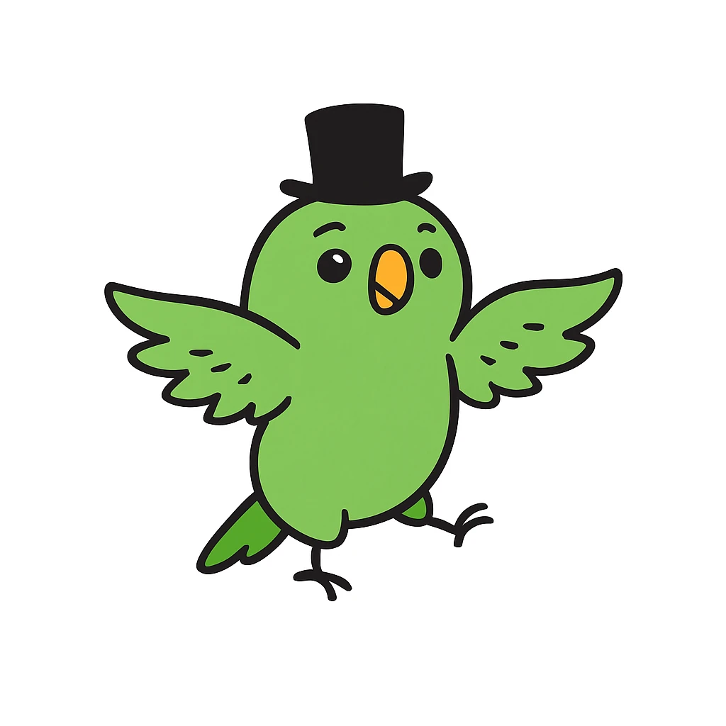 Make the parrot green in hand drawn doodle style. emoji