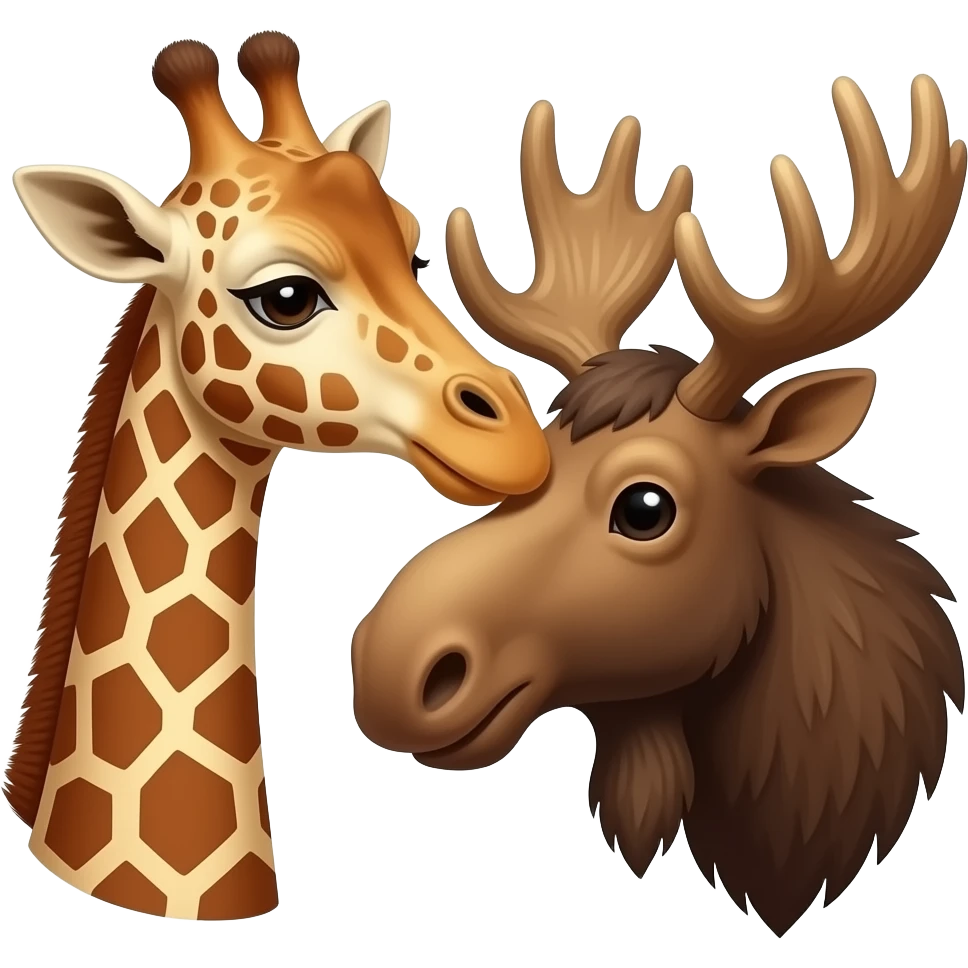 Giraffenkopf und Elchkopf umarmen sich emoji