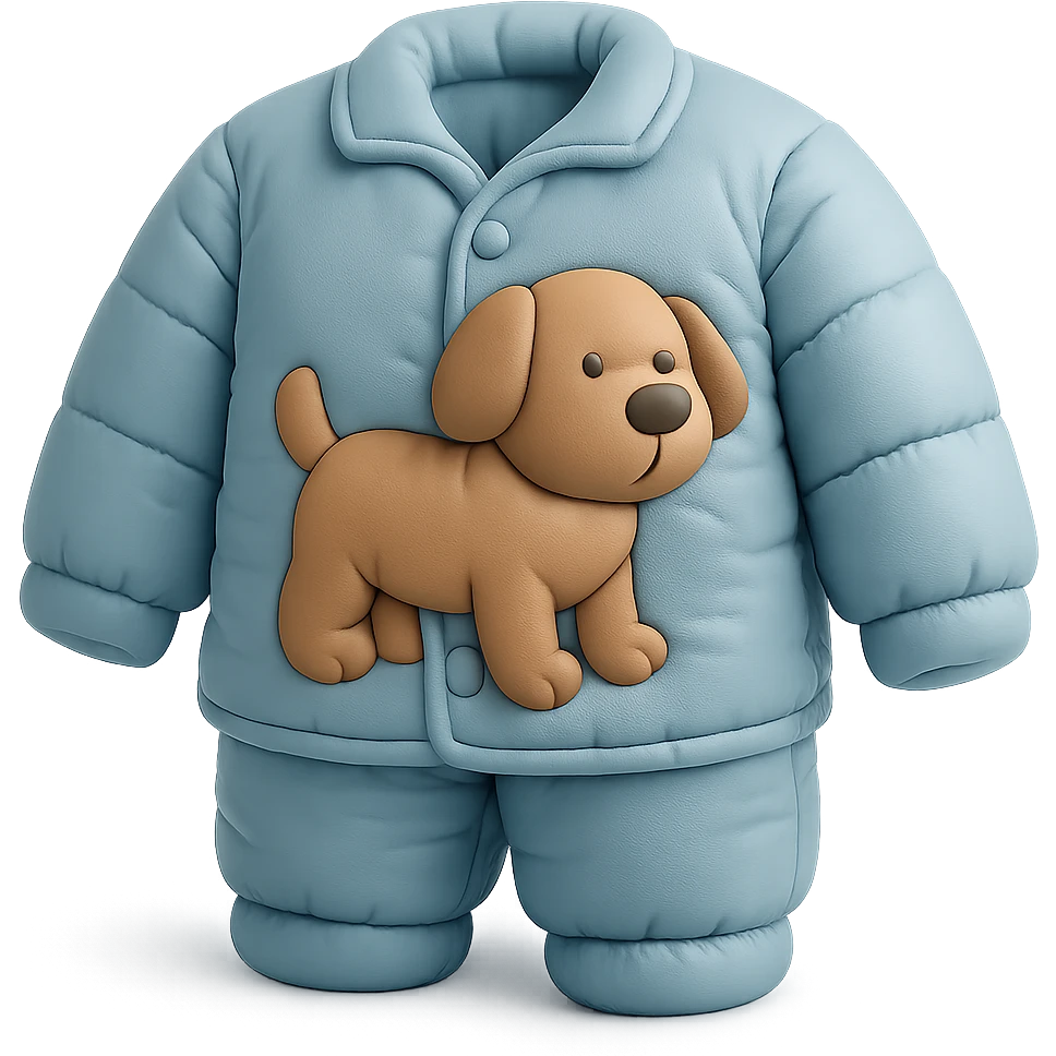 A cozy pajama set with a dog emoji