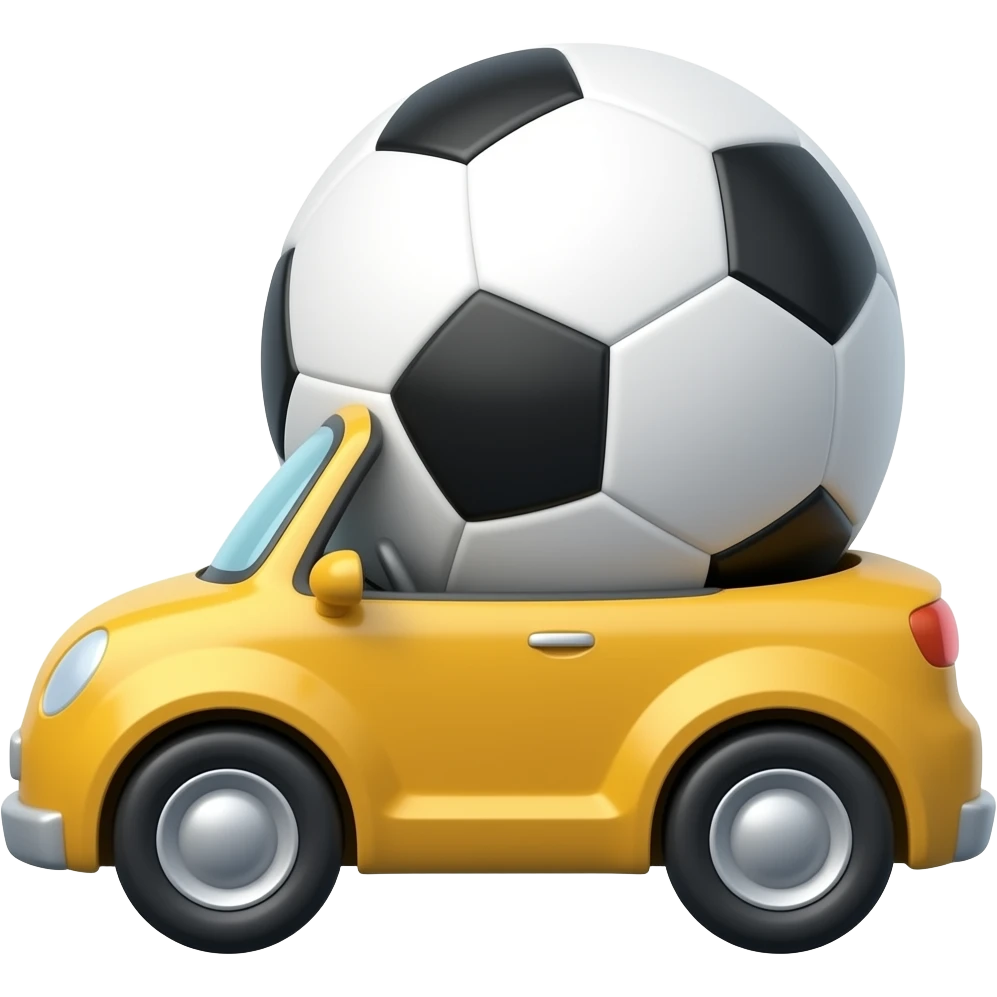 soccer ball driving car emoji