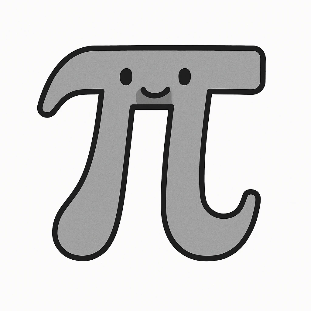 pi (π) symbol, geometric and contemporary, flat gray emoji