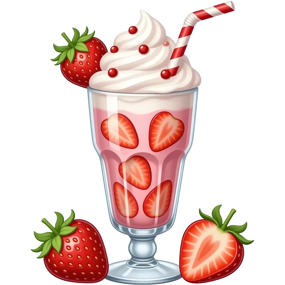 strawberry milkshake fancy glass emoji