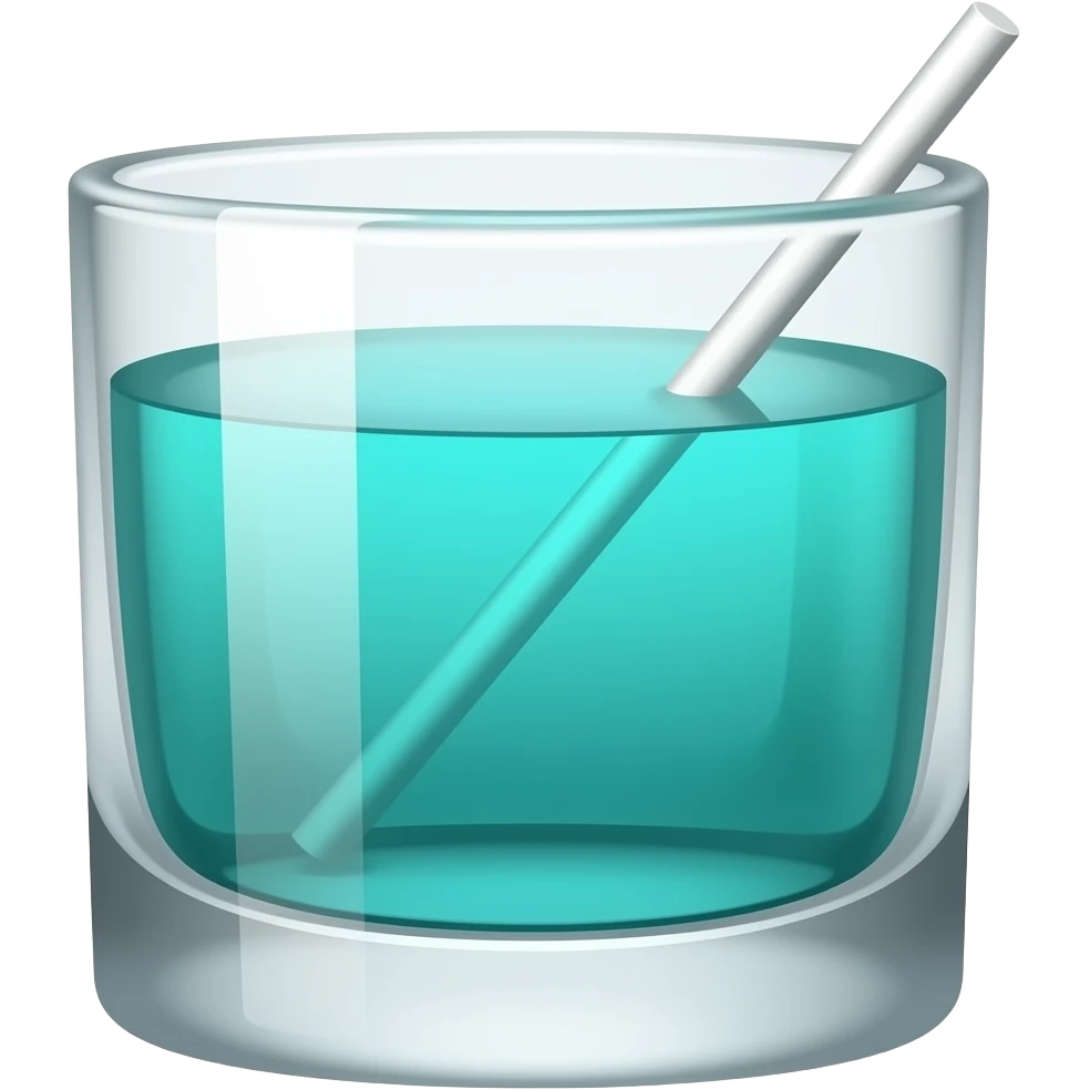 turquoise colored cocktail in on the rocks glass with thin white swizzle stick emoji