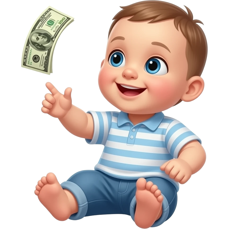 baby spinning the dollar in air emoji