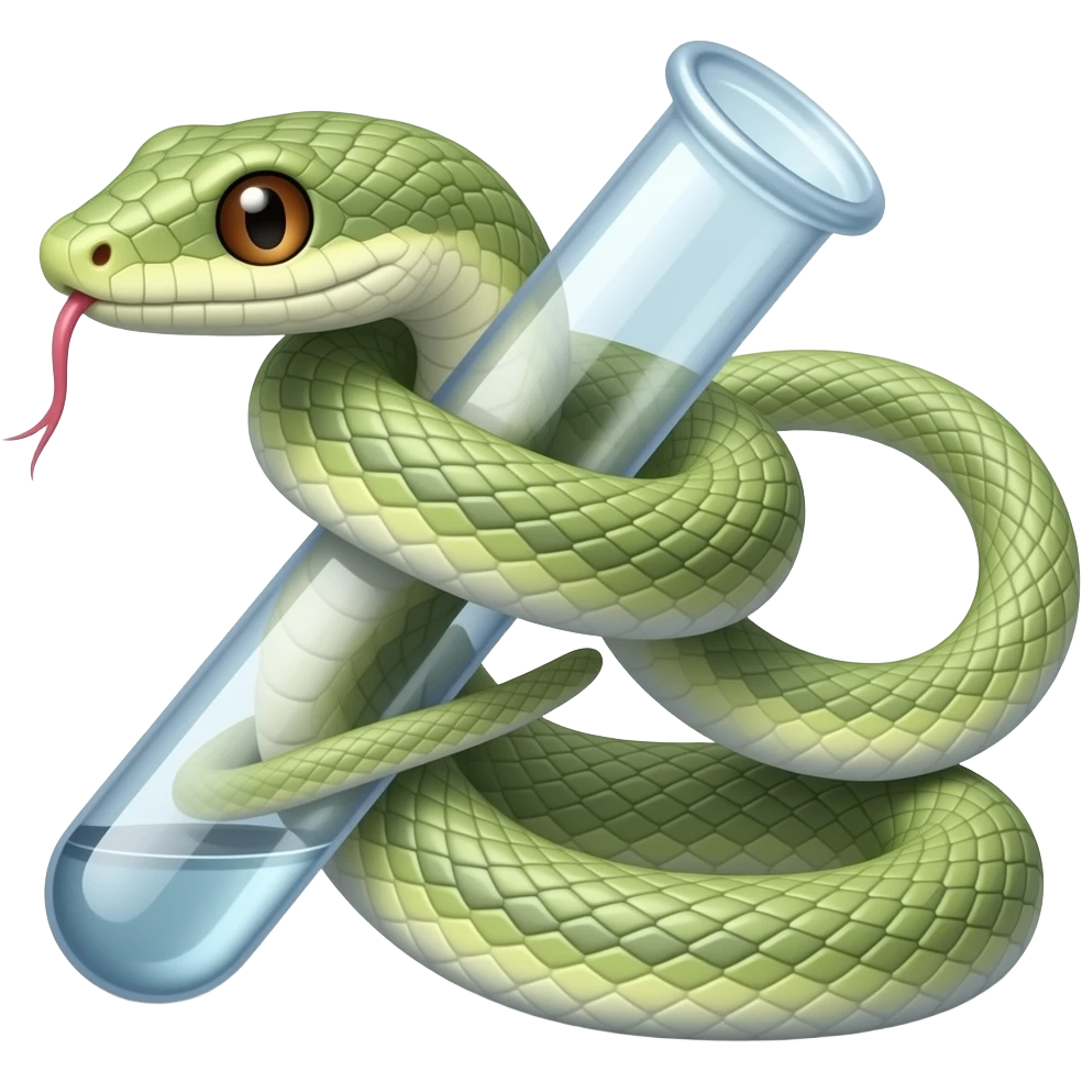 Quiero una serpiente combinado con esto🧪 emoji