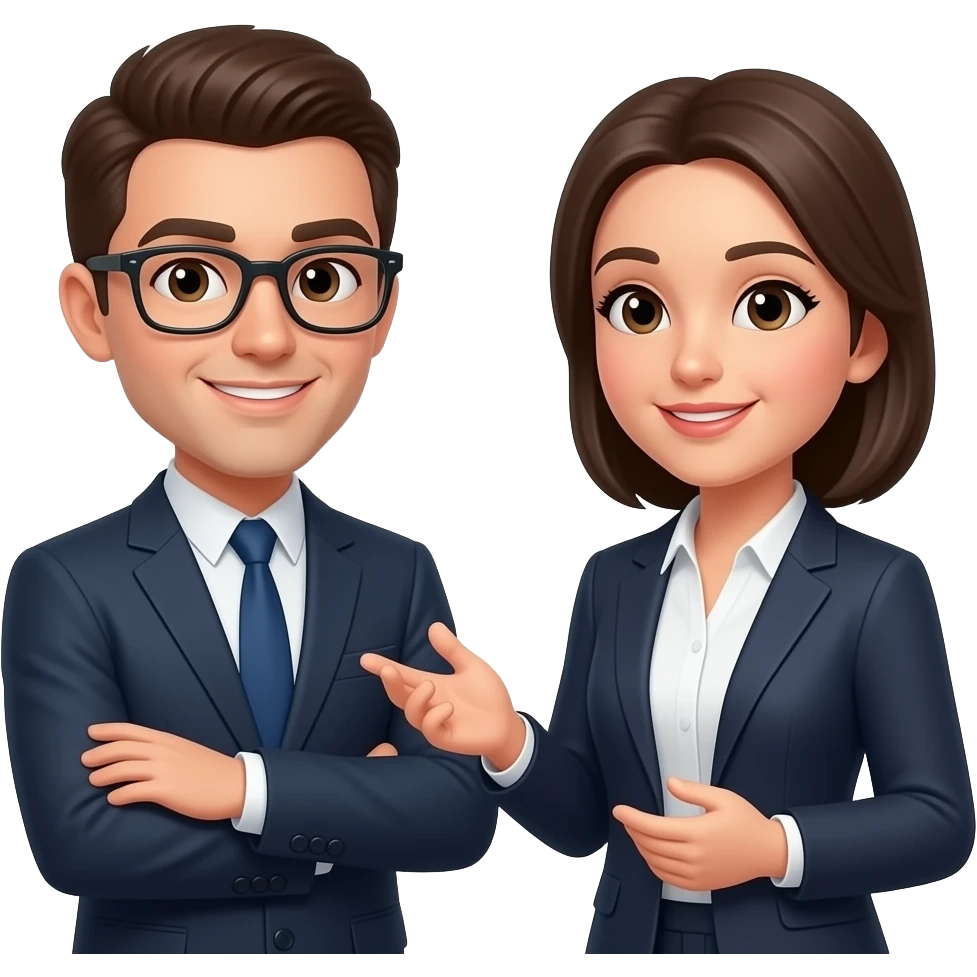 two officeworkers talking emoji