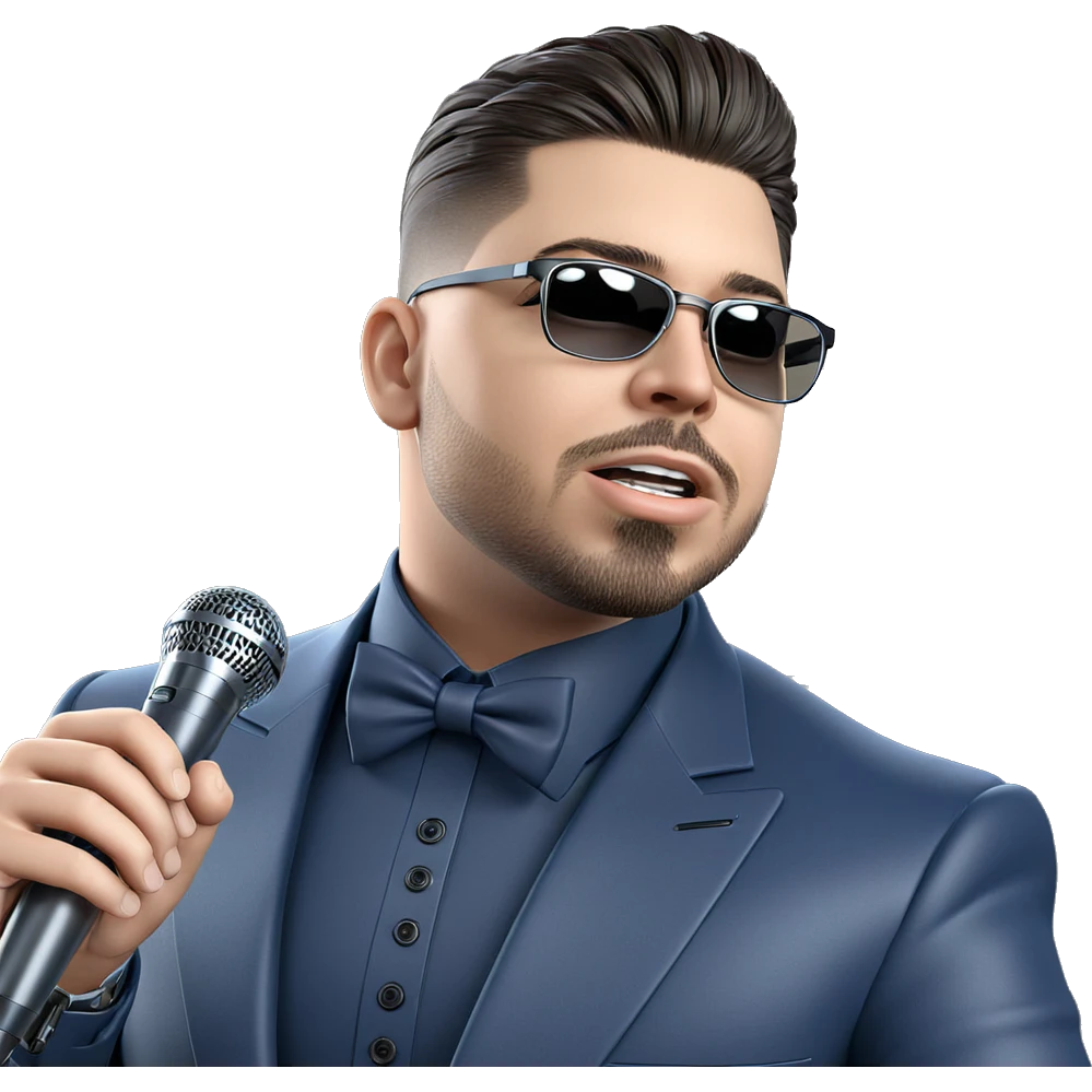 dapper gentleman with microphone emoji