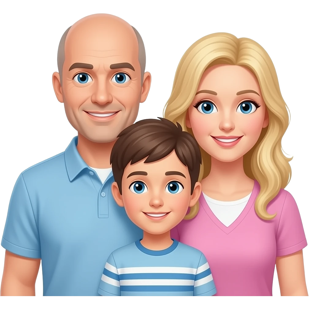 Papà calvo con figlio e mamma bionda emoji