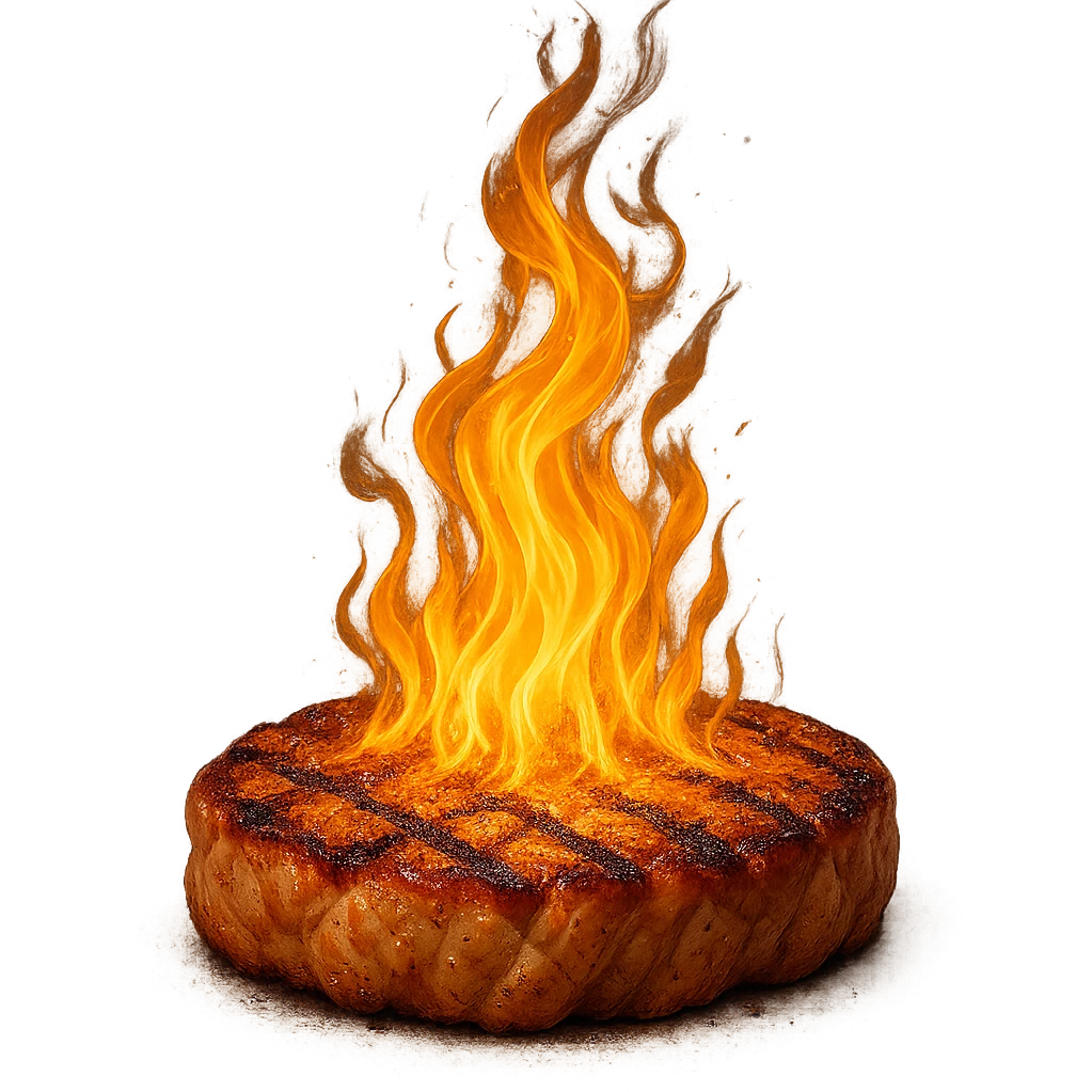 fiamma su cibo, metabolismo iperrealistico emoji