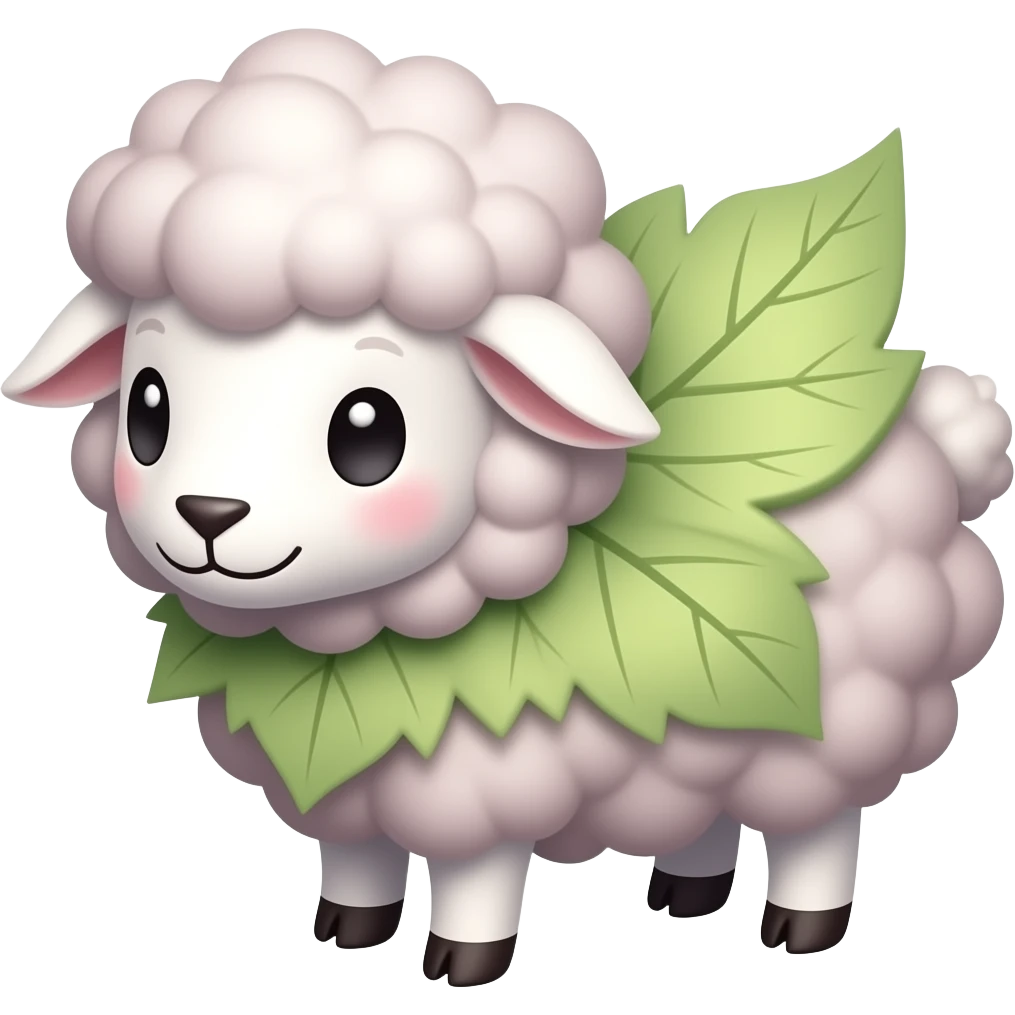 make a cute pink and green leaf sheep emoji emoji