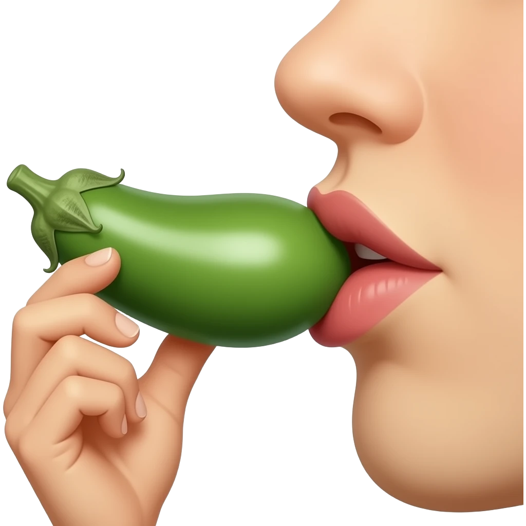 lips kissing tip/top of eggplant emoji