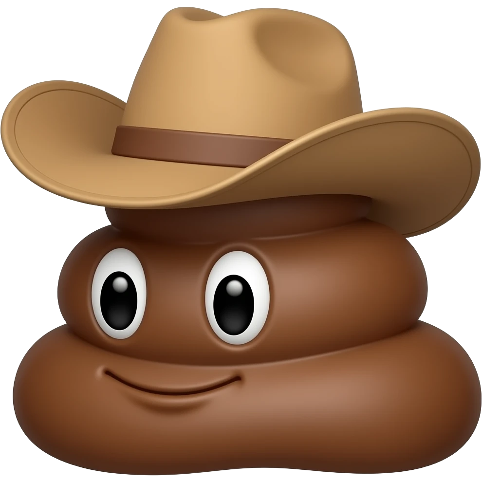 Cute 💩 with cowboy hat  on Sideways emoji