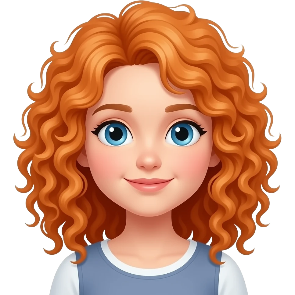 une fille avec des cheveux boucles orange de couleur de cheveux emoji