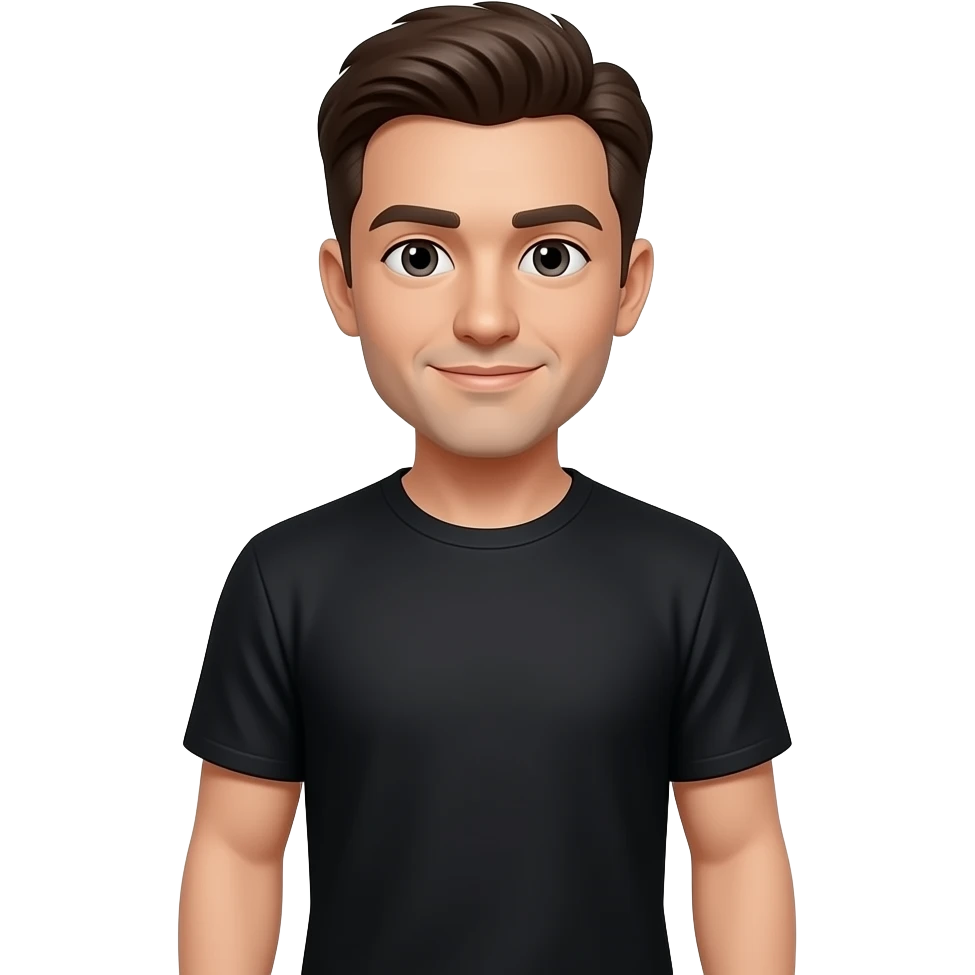 hombre de remera negra,mirando a la camara,full body,cuerpo entero emoji