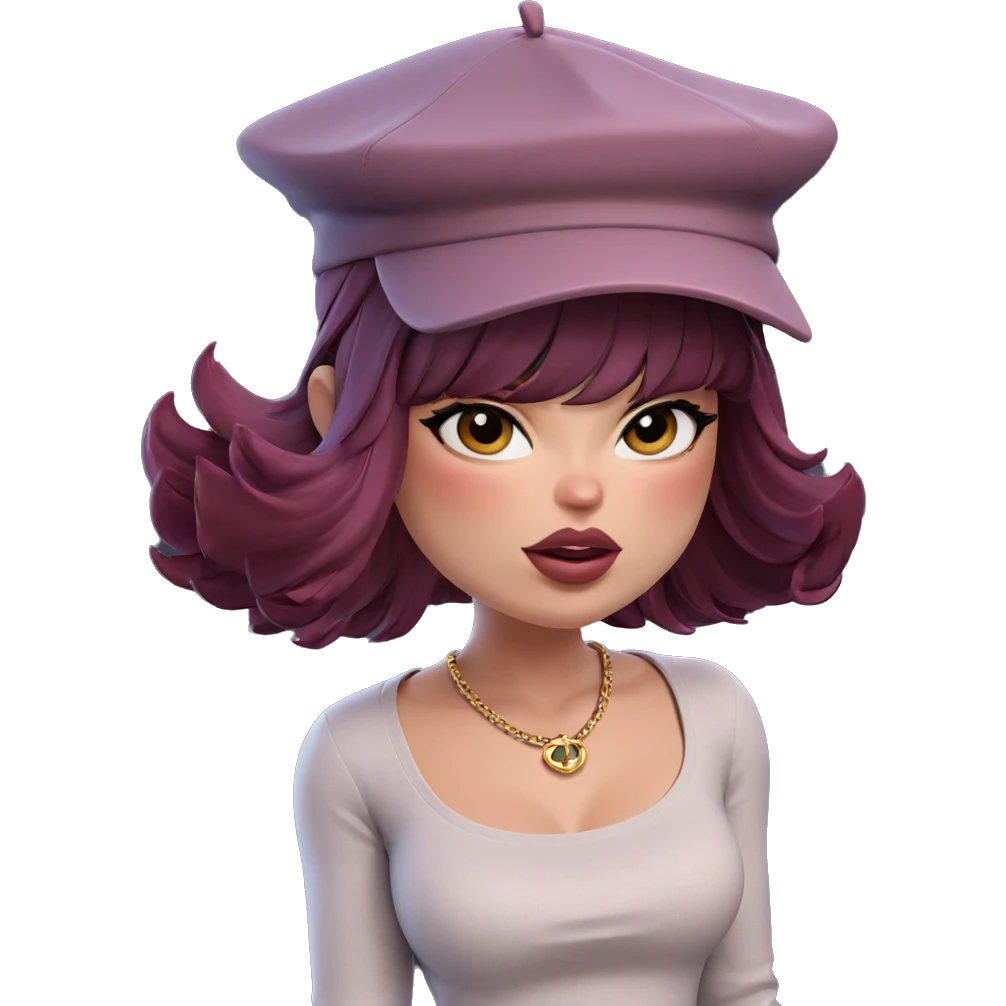 blushing girl in a hat emoji