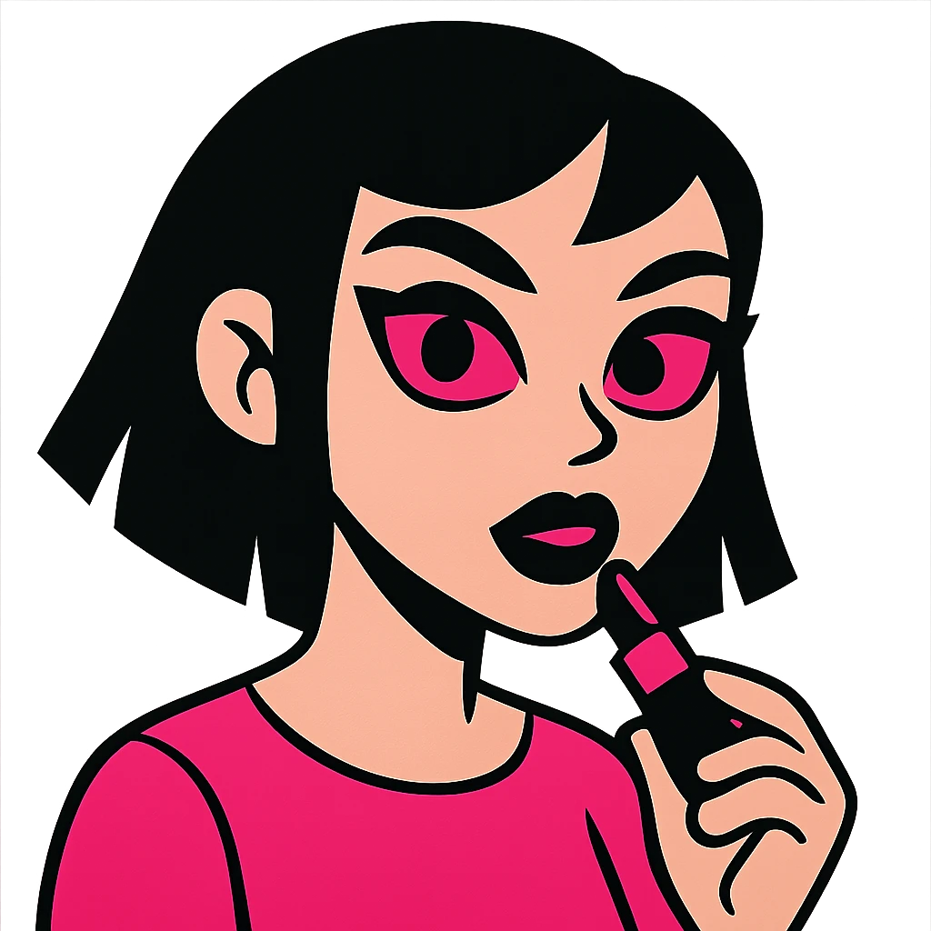 gothic lipstick, black and pink, vibrant toon style emoji