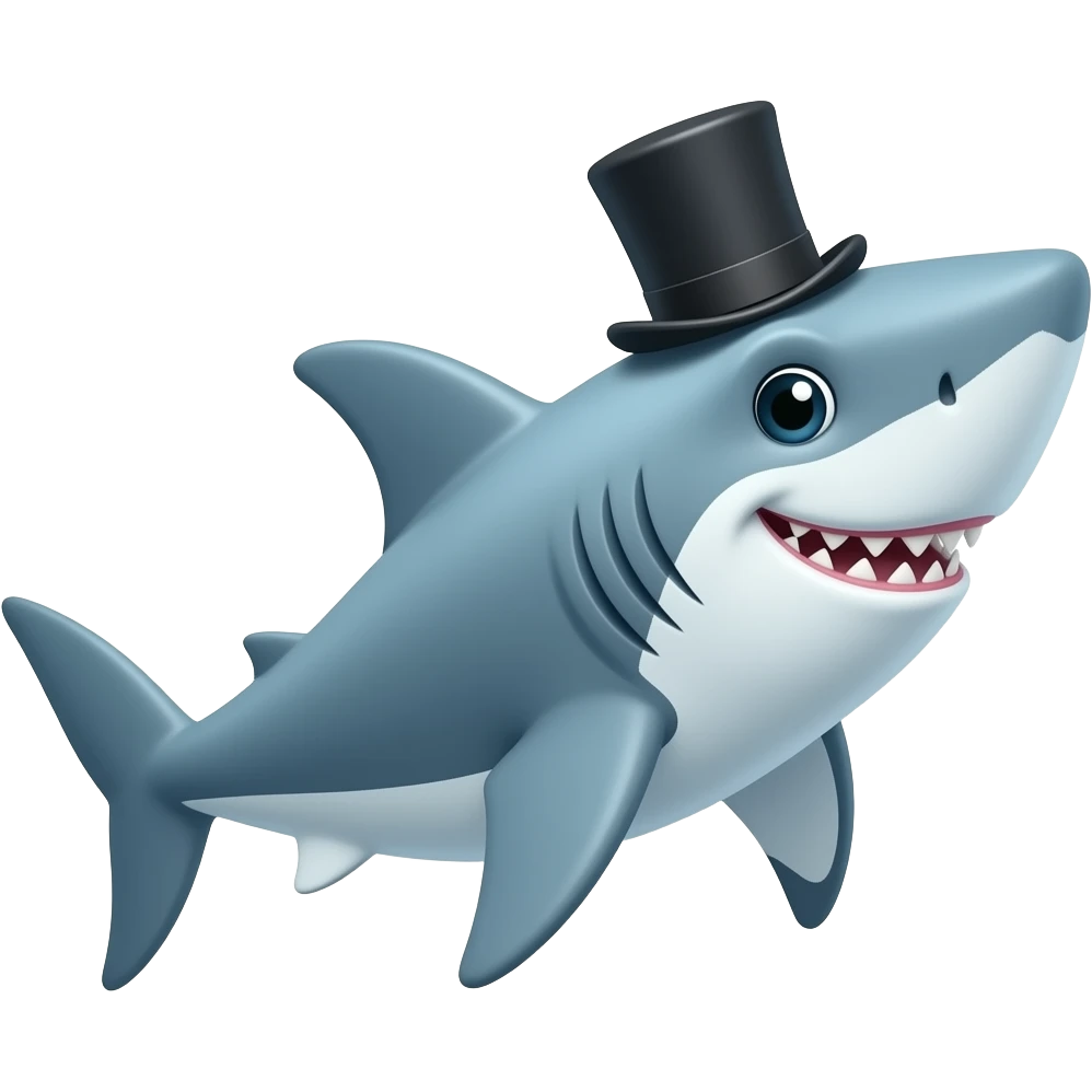 Shark with a top hat emoji