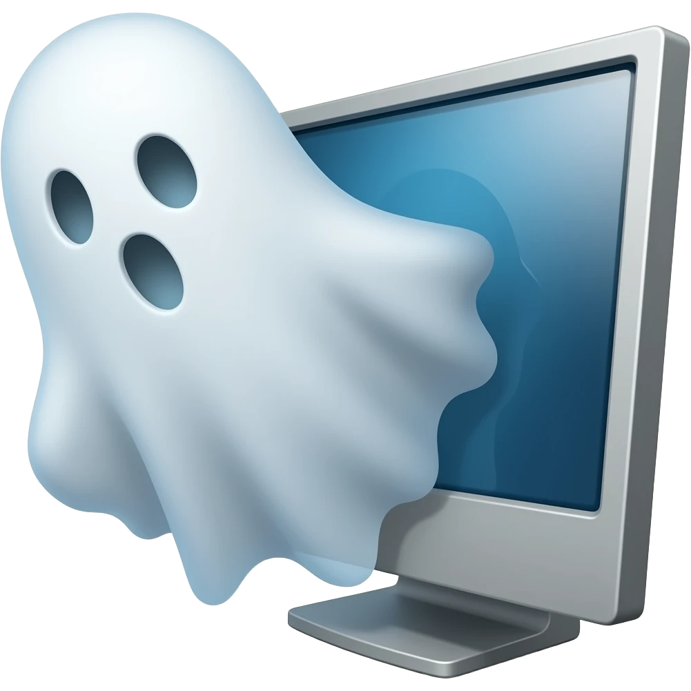 ghost coming out of a computer to the left emoji