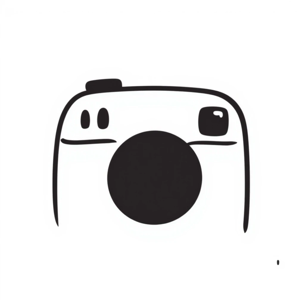 Instagram logo, hand-drawn doodle style, playful, no text emoji