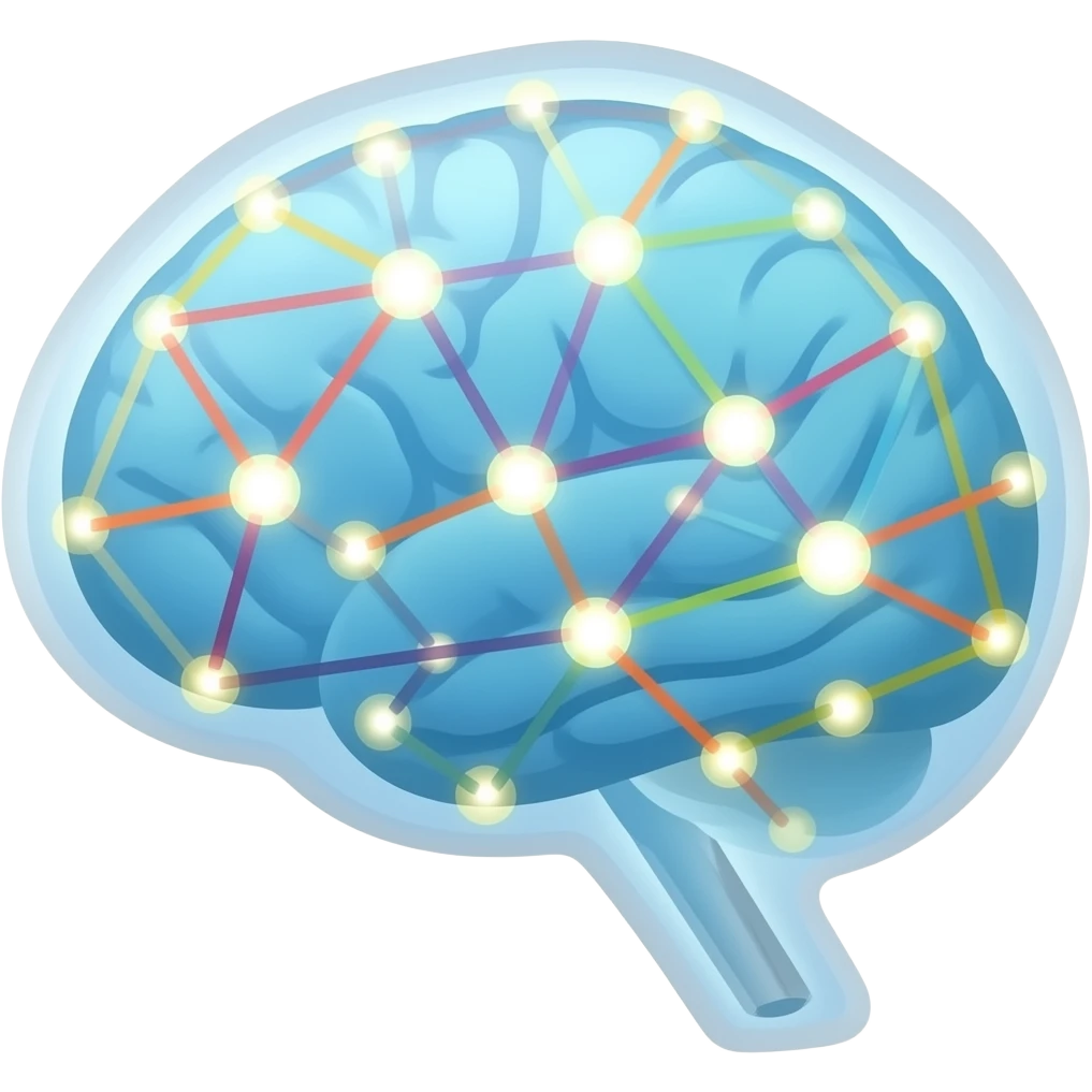 ai 이모지 딥러닝 네트워크 같은거 글자는 넣지마 네트워크를 보여주면돼 사람형상말고 좀더 뉴럴넷 처럼 좀더 하얗게 하고 딱보고 딥러닝 같다 하는형태로 emoji