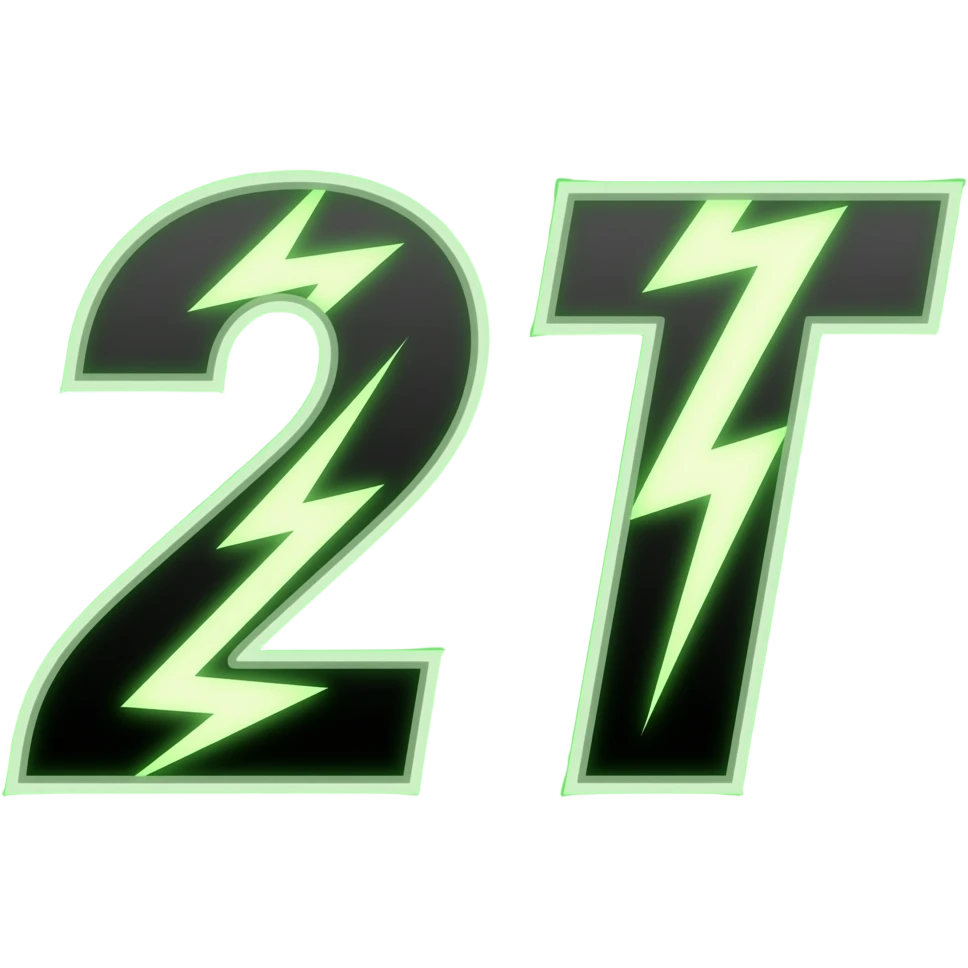 23T in neon green and black for racing numbers and lightening bolts emoji