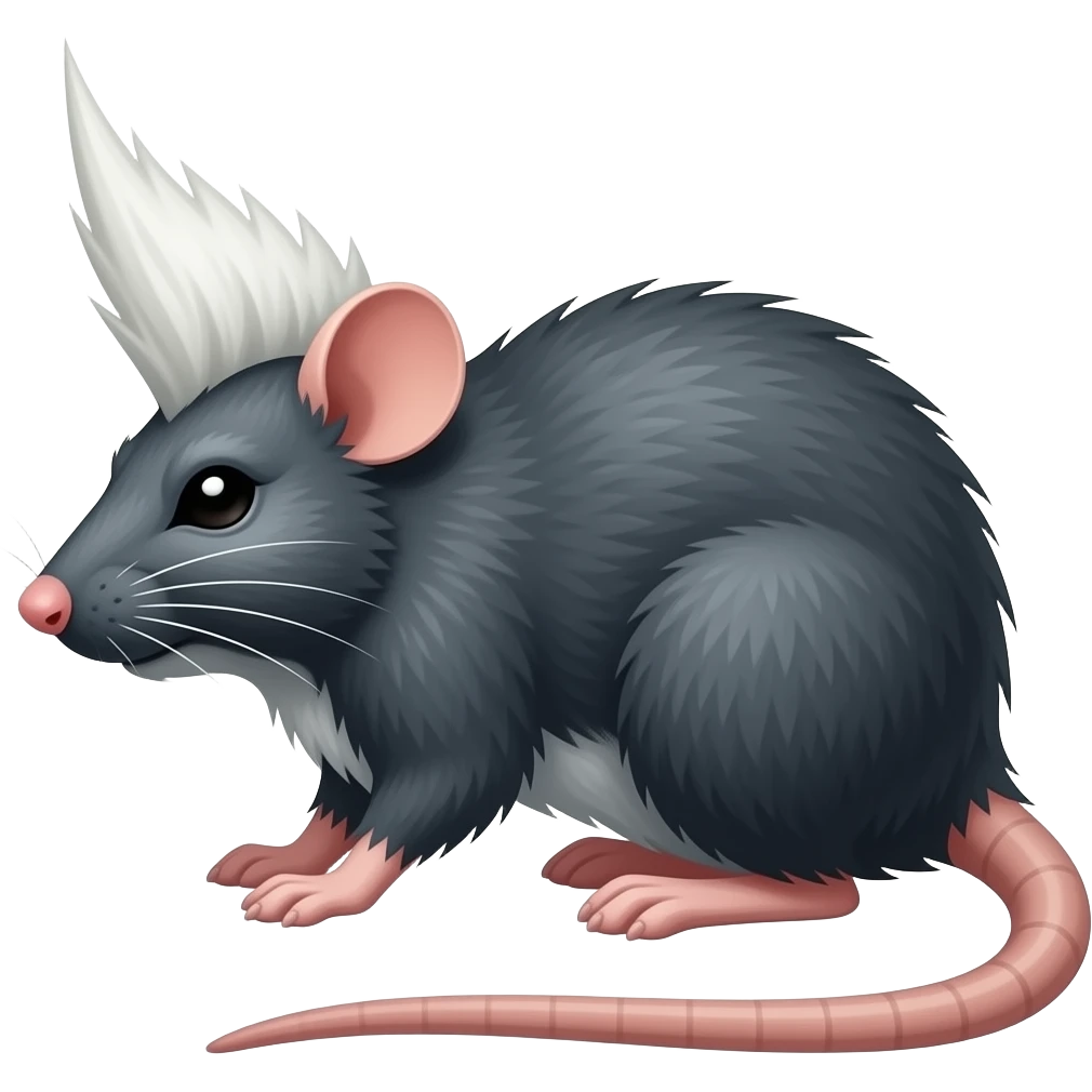 side view of a malicious rat with a white mohawk emoji