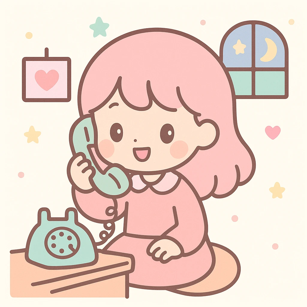 girl talking on telephone in her room emoji