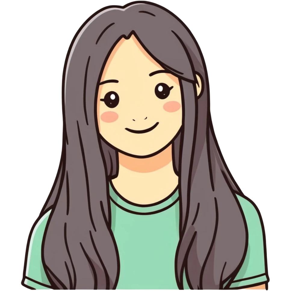 smiling solo with long hair emoji