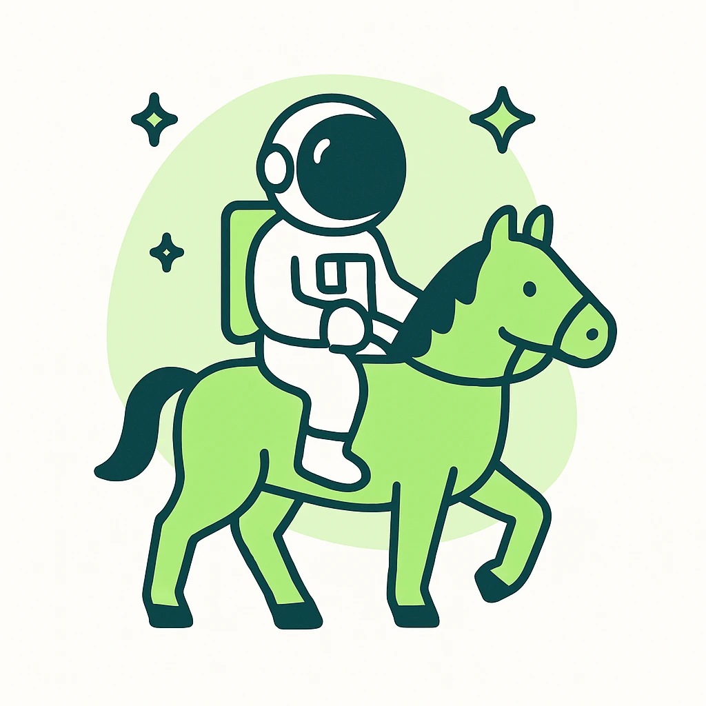 astronaut on horseback with stars in background emoji