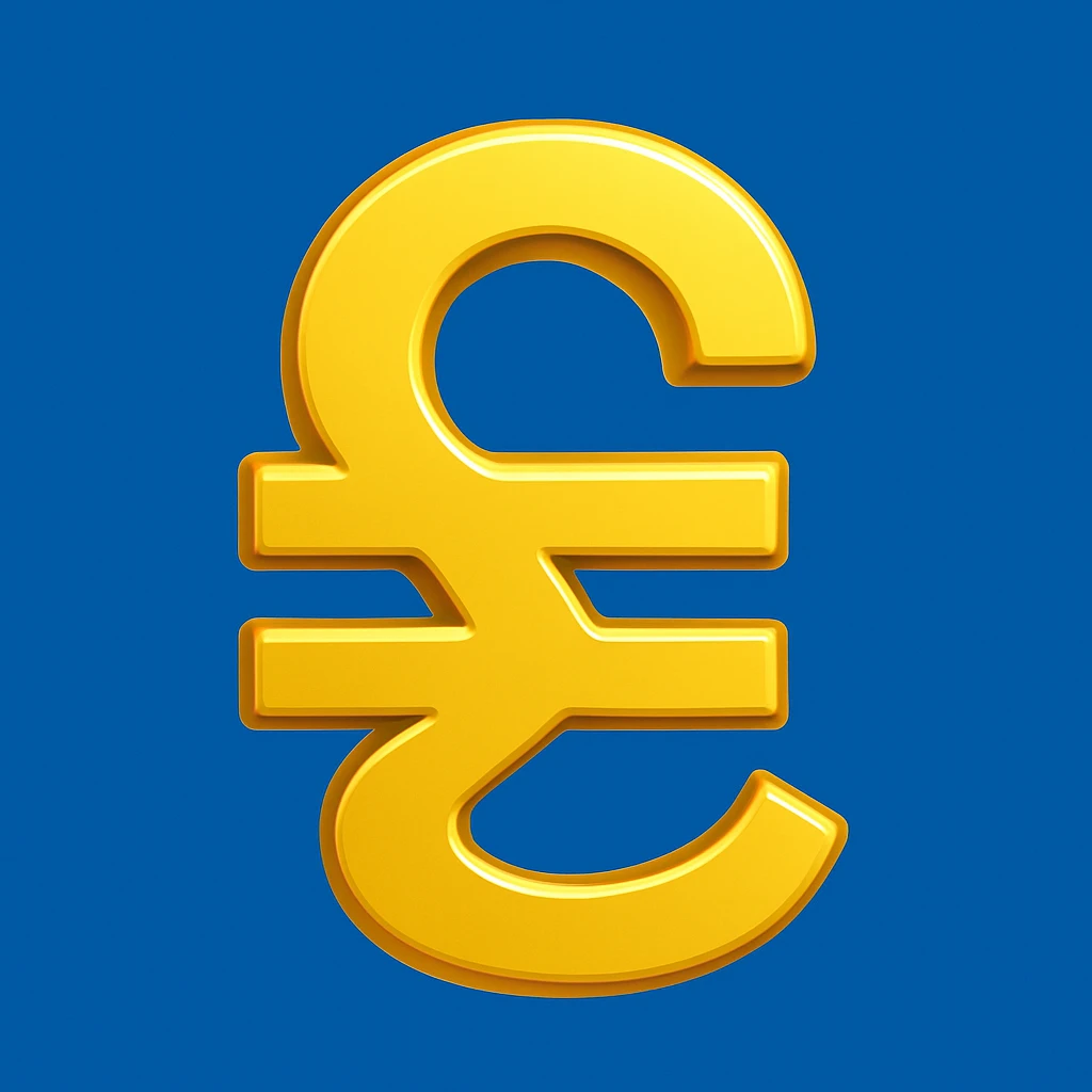 Ukrainian hryvnia currency symbol emoji, blue background emoji
