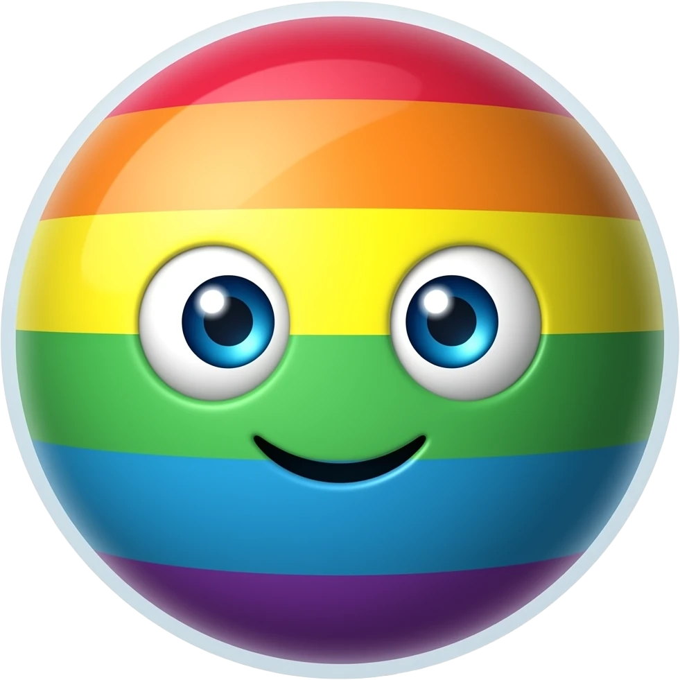 rainbow coloerd planet with a face, very cute and beautiful emoji