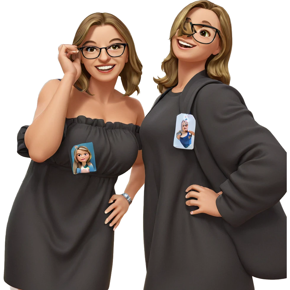 smiling girls in black dress emoji