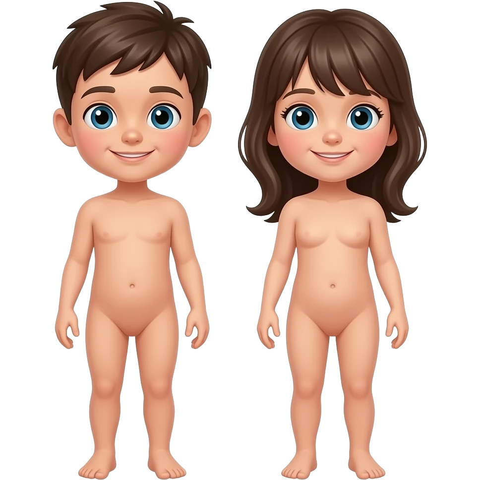 Naked kid boy and girl full body emoji