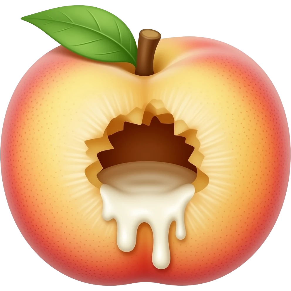 Make a peach emoji with a hole in the middle  and white cream coming out of it emoji